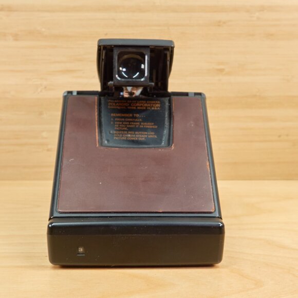 Vintage 70s Polaroid SX-70 Model 2 Land Camera, Black Body with Brown Leather - Picture 9 of 10